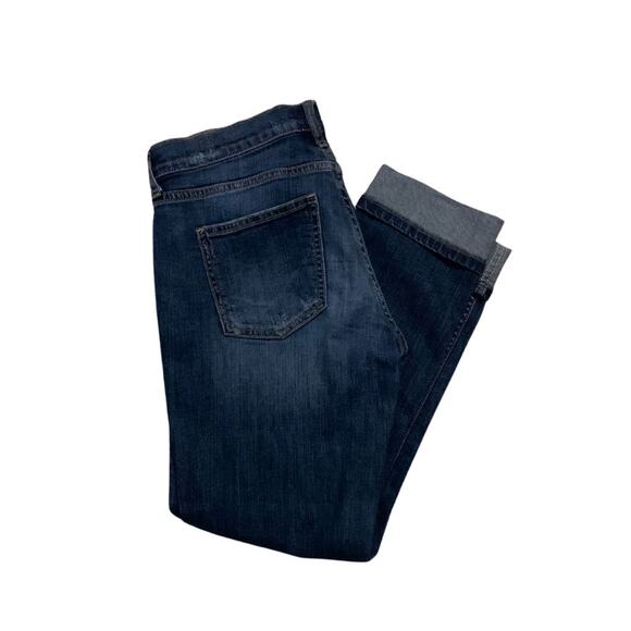 Banana Republic Girlfriend Jeans Size 26 / 2 Crop Cuffed Ankle Length Dark Wash - Picture 11 of 13